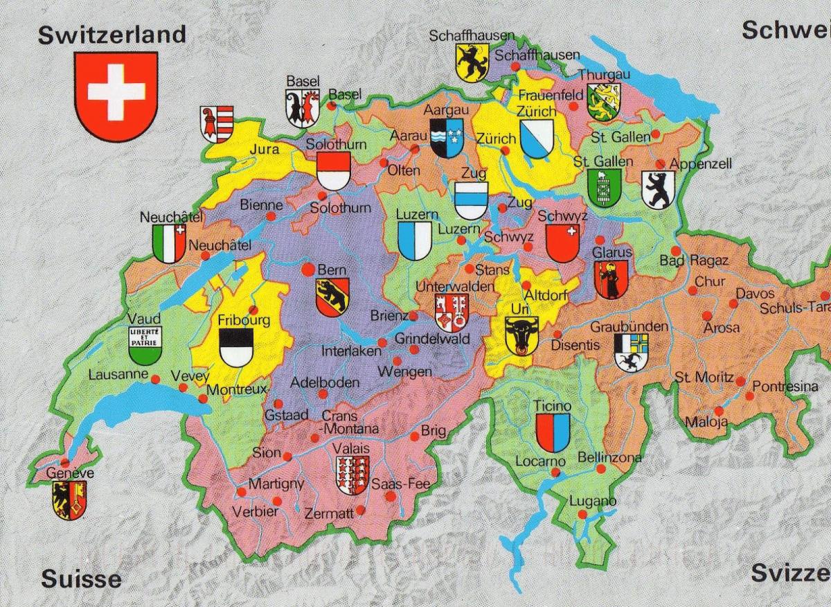 peta map pelancong dari zurich, switzerland