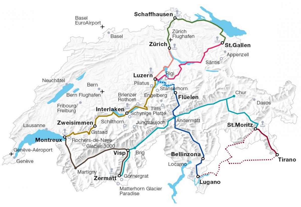 switzerland indah laluan kereta api peta