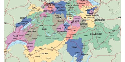 Peta switzerland dengan bandar-bandar-bandar