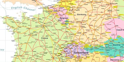 Peta eropah menunjukkan switzerland