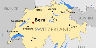 Peta switzerland dengan bandar-bandar besar