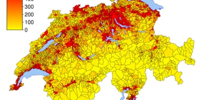 Switzerland kepadatan penduduk peta