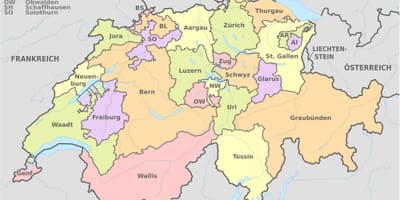 Peta switzerland dan kawasan sekitarnya